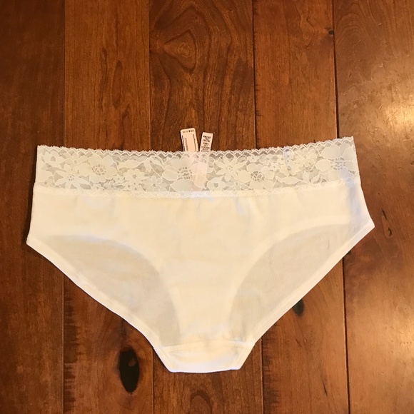 NWT VICTORIA'S SECRET LACE-WAIST COTTON HIPHUGGER XL PANTY - Picture 2 of 3